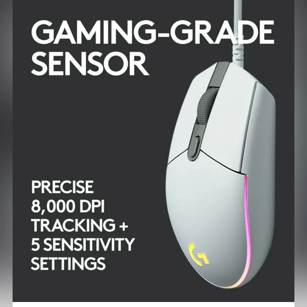 Logitech G203 Lightsync Wired Gaming Mouse - White